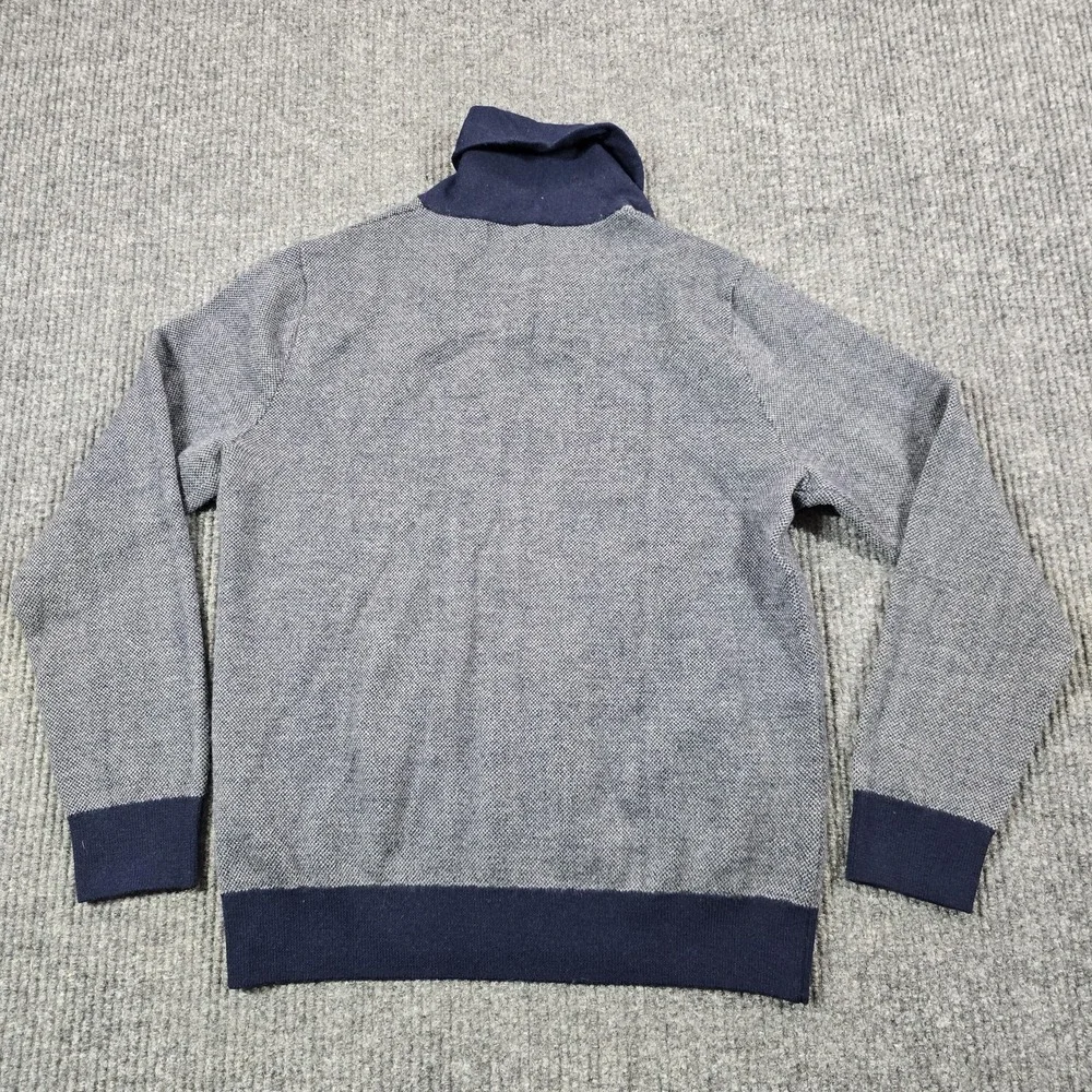 Banana Republic Sweater Mens Medium Blue Gray Merino‎ Wool Shawl Collar Pullover